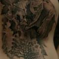 Realistic Back Bird Leaf tattoo by Matthew James