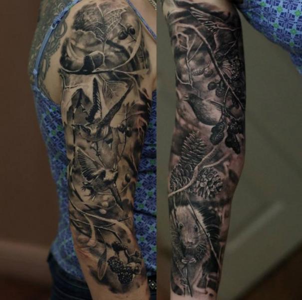 Realistic Sleeve Animal Tattoo by Matthew James