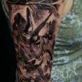 Realistische Vogel Sleeve tattoo von Matthew James