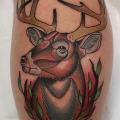 New School Calf Deer tattoo by Pat Whiting