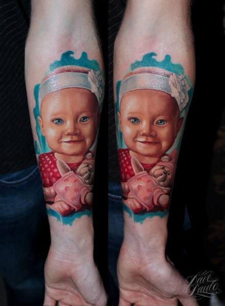 Tatuaje Brazo Retrato Niños por Dave Paulo