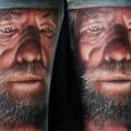 tatuaje Brazo Retrato Gandalf por Dave Paulo