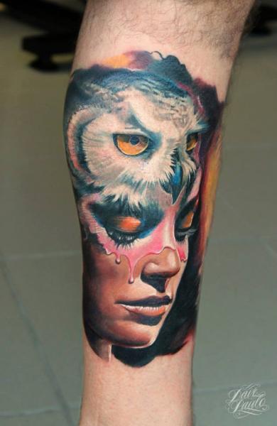 Arm Owl Woman Tattoo by Dave Paulo