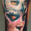 Arm Owl Woman tattoo by Dave Paulo