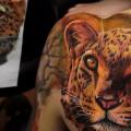 Realistic Back Leopard tattoo by Dave Paulo