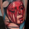 Waden Blut Frau tattoo von Dave Paulo