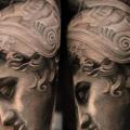 tatuaje Realista Pierna Estatuas por Dave Paulo