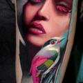 Shoulder Arm Bird Woman tattoo by Dave Paulo
