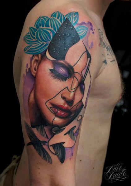 Schulter Porträt Frauen Tattoo von Dave Paulo