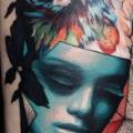 Wolf Thigh Abstract Woman tattoo by Dave Paulo