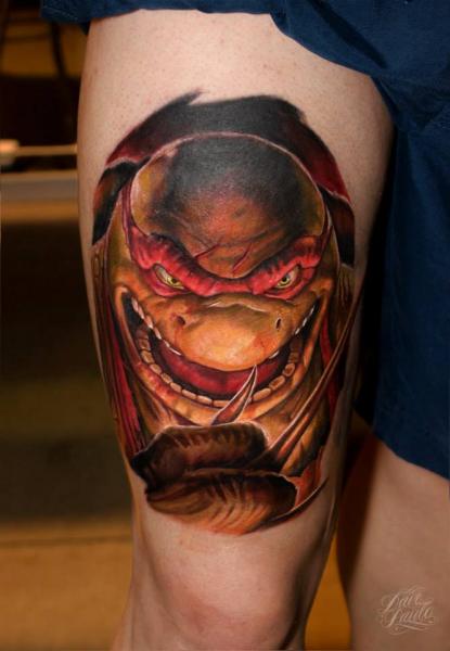 Fantasy Thigh Ninja Turtle Tattoo by Dave Paulo