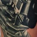 Shoulder Women Gun tattoo by Victoria Boaghi