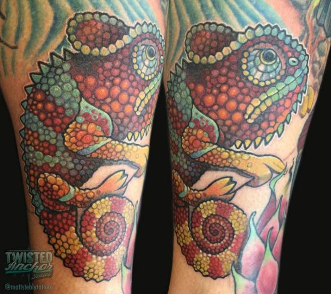 Arm Chameleon Tattoo by Twisted Anchor Tattoo