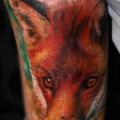 Arm Realistic Fox tattoo by Carlox Tattoo