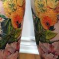 tatuaggio Realistici Polpaccio Gamba Uccello Pappagallo di Puedmag Custom Ink Tattoos