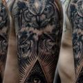 Shoulder Arm Realistic Owl God tattoo by Puedmag Custom Ink Tattoos