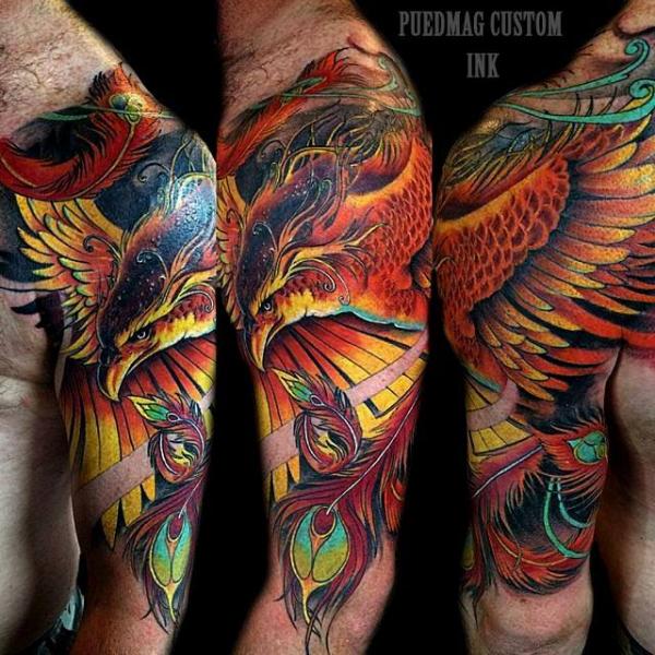 Tatouage Épaule Fantaisie Phoenix par Puedmag Custom Ink Tattoos