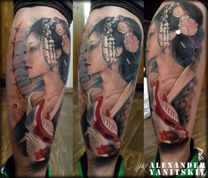 Tatouage Veau Geisha par Kipod Studio