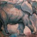 Elephant Water Color tattoo by Kipod Studio