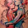 tatuaggio Gamba Acquarello Amanti di Kipod Studio