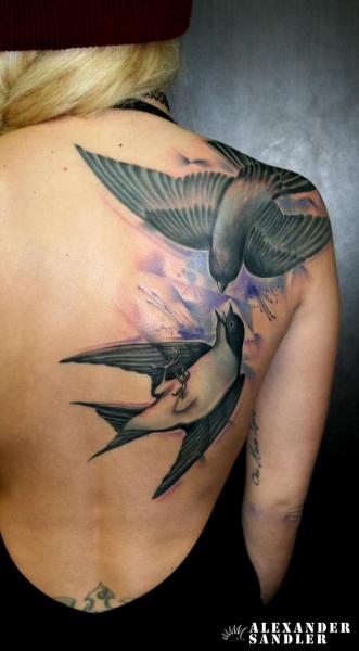 Tatuaggio Spalla Schiena Uccello di Kipod Studio