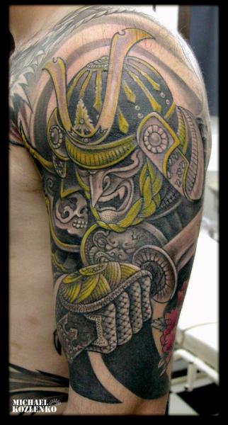 Shoulder Japanese Samurai Tattoo by Kipod Studio