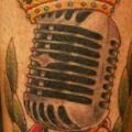 Old School Leg Microphone tattoo by Fairlane Tattoo