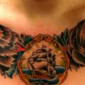 Old School Frauen Wolf Brust Schiff tattoo von Fairlane Tattoo