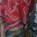 Fuß Bein Blumen Aquarell tattoo von Kwadron Tattoo Gallery