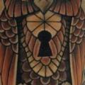 Shoulder New School Owl tattoo by Kwadron Tattoo Gallery
