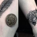 Arm Blumen Feder tattoo von Sacred Art Tattoo