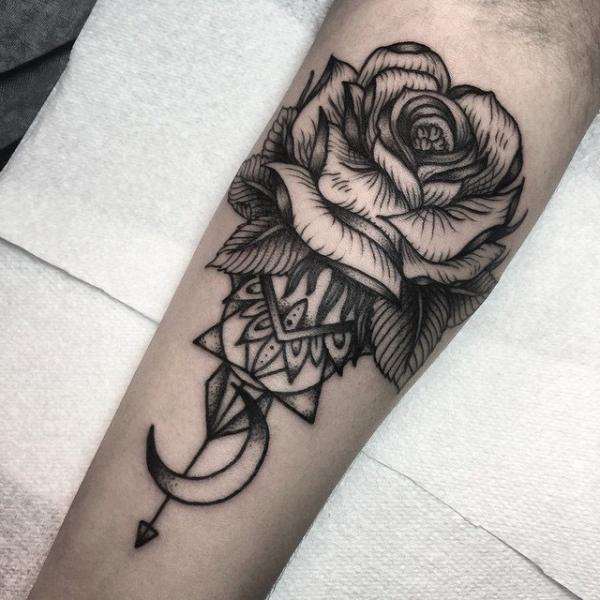 Arm Flower Rose Tattoo by Sacred Art Tattoo
