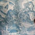 tatuaje Cráneo Espalda Samurai por Sacred Art Tattoo