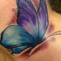 Бабочка Шея акварель татуировка от Sacred Art Tattoo