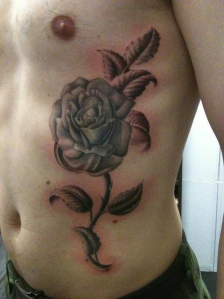 Flower Side Rose Tattoo by Sacred Art Tattoo