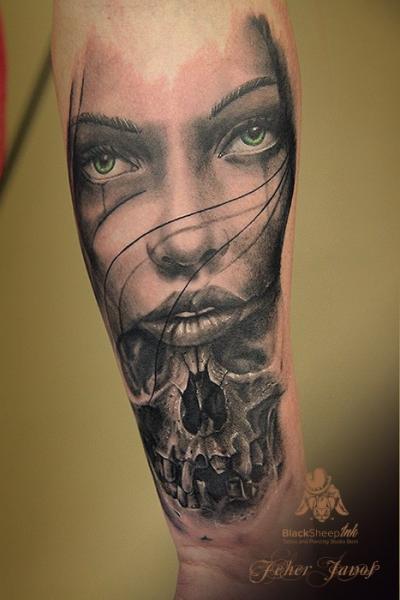 Arm Skull Women Tattoo by Blacksheep Ink