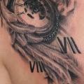 tatuaggio Spalla Orologio Piuma di Blacksheep Ink