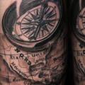 Shoulder Compass Map tattoo by Blacksheep Ink
