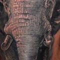 Realistic Elephant Thigh tattoo by Blacksheep Ink