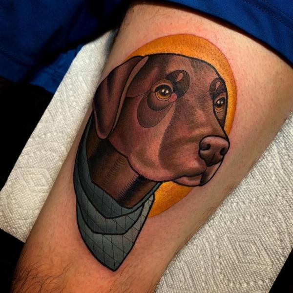 Tatuagem Braço Cachorro por Dave Wah