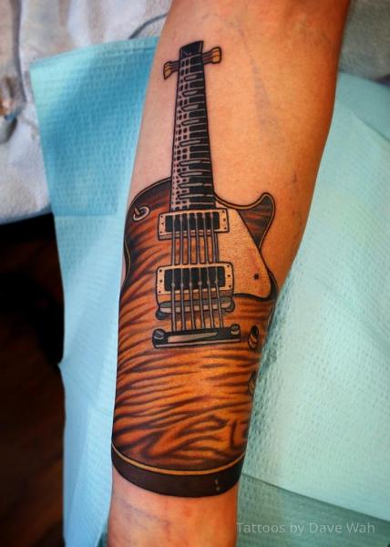 Arm Guitar Tattoo by Dave Wah