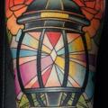 Arm New School Lamp tattoo by Dave Wah