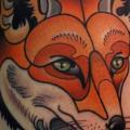 Arm New School Fox tattoo by Dave Wah
