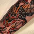 tatouage Bras Serpent Old School Aigle par Dave Wah