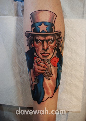 Calf Uncle Sam Tattoo by Dave Wah