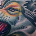 tatuagem Panturrilha Lobo por Dave Wah