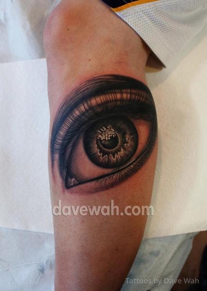 Realistic Leg Eye Tattoo by Dave Wah