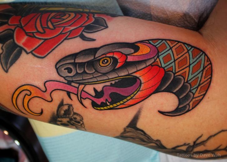 New School Snake Tattoo by Dave Wah