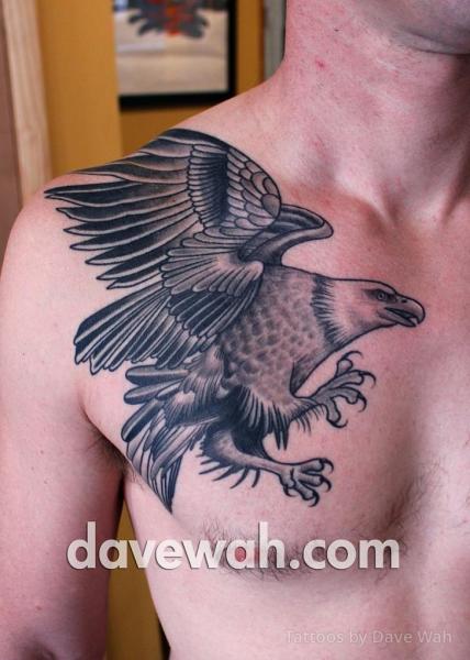 Shoulder Chest Eagle Tattoo by Dave Wah