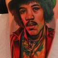 tatuaje Hombro Retrato Jimi Hendrix por Dave Wah